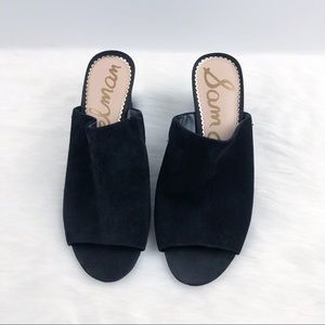 SAM EDELMAN SUEDE OPEN-BACK WEDGED SANDALS